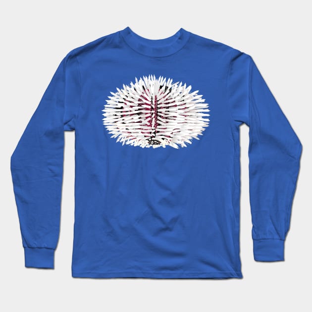 White and red sea urchin animal Long Sleeve T-Shirt by FabuleusePlanete